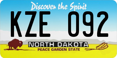 ND license plate KZE092