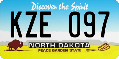 ND license plate KZE097