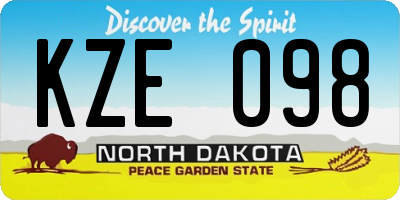 ND license plate KZE098