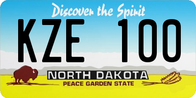 ND license plate KZE100