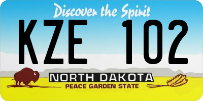 ND license plate KZE102
