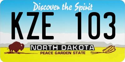 ND license plate KZE103