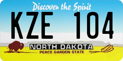 ND license plate KZE104
