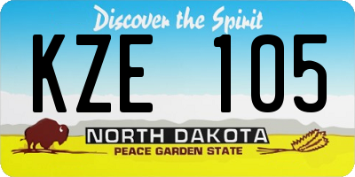 ND license plate KZE105