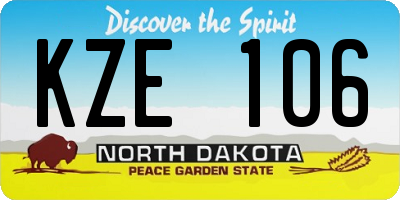 ND license plate KZE106