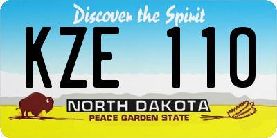 ND license plate KZE110