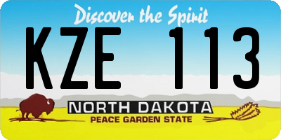 ND license plate KZE113