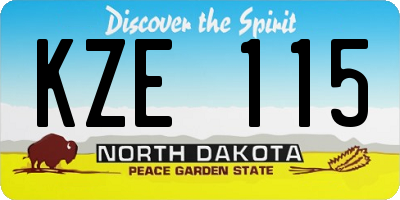 ND license plate KZE115