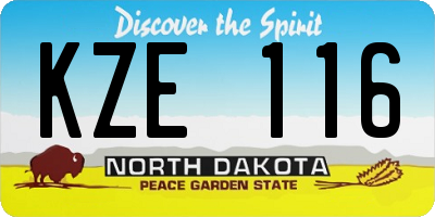 ND license plate KZE116