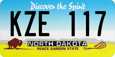 ND license plate KZE117
