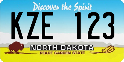 ND license plate KZE123
