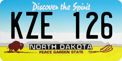 ND license plate KZE126