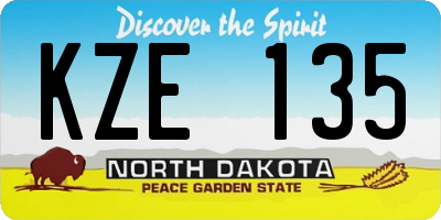 ND license plate KZE135