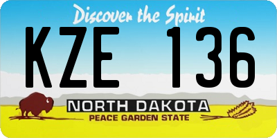 ND license plate KZE136