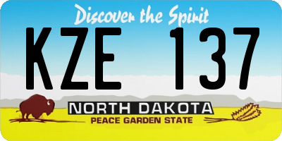 ND license plate KZE137
