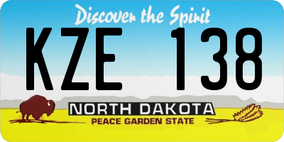 ND license plate KZE138