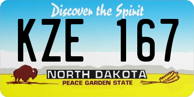 ND license plate KZE167