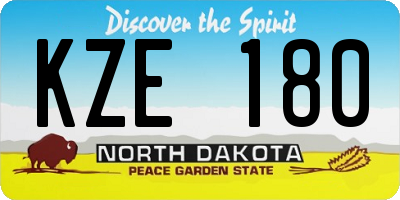ND license plate KZE180