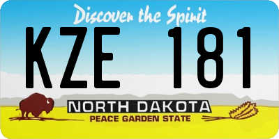 ND license plate KZE181