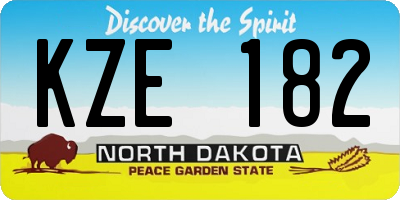ND license plate KZE182