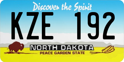 ND license plate KZE192