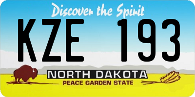 ND license plate KZE193