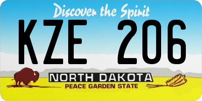ND license plate KZE206