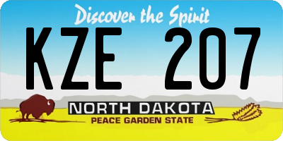 ND license plate KZE207