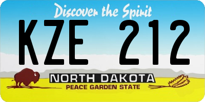 ND license plate KZE212