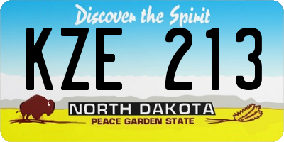 ND license plate KZE213