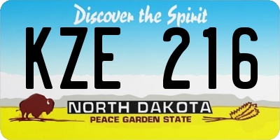 ND license plate KZE216