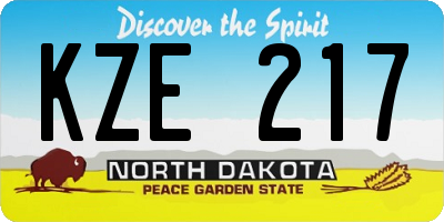 ND license plate KZE217
