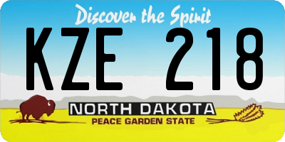 ND license plate KZE218