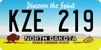 ND license plate KZE219