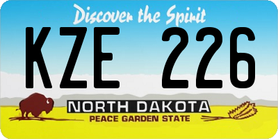 ND license plate KZE226