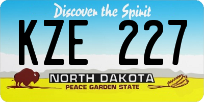 ND license plate KZE227