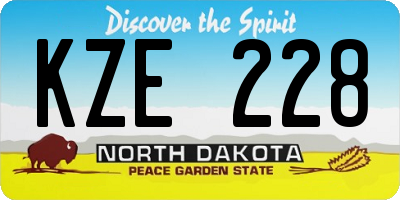 ND license plate KZE228