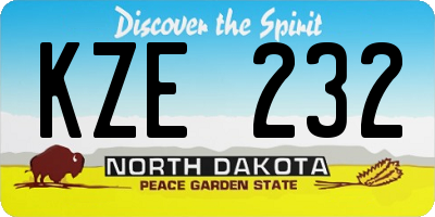 ND license plate KZE232