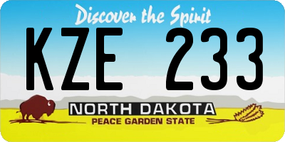 ND license plate KZE233