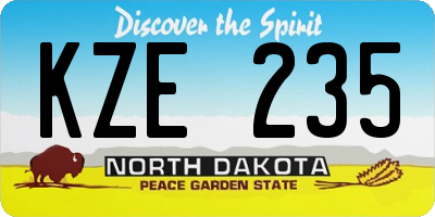 ND license plate KZE235