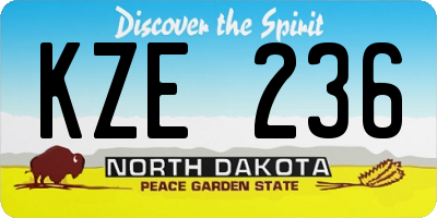 ND license plate KZE236