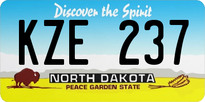 ND license plate KZE237