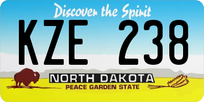 ND license plate KZE238