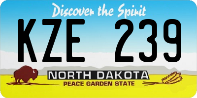 ND license plate KZE239