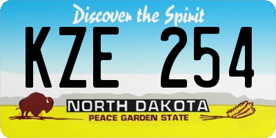 ND license plate KZE254