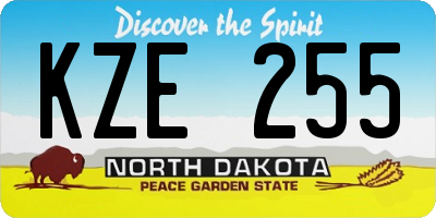 ND license plate KZE255