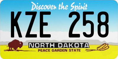 ND license plate KZE258