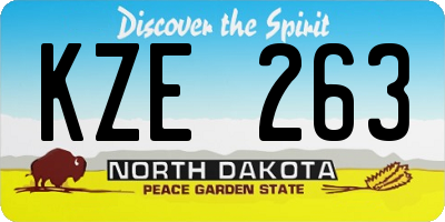 ND license plate KZE263