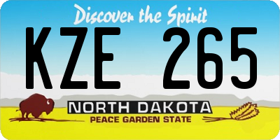 ND license plate KZE265