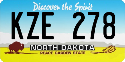 ND license plate KZE278